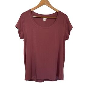 Athleta Scoop Neck T-Shirt Top Tee Mauve Pink Short Sleeve Casual Basic Womens S